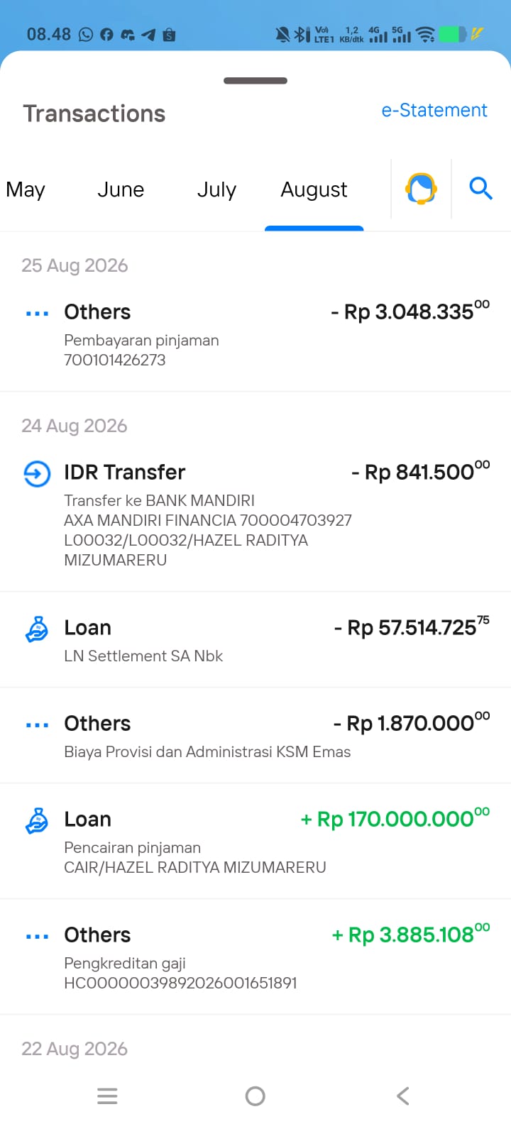 Riwayat Transaksi Pencairan
